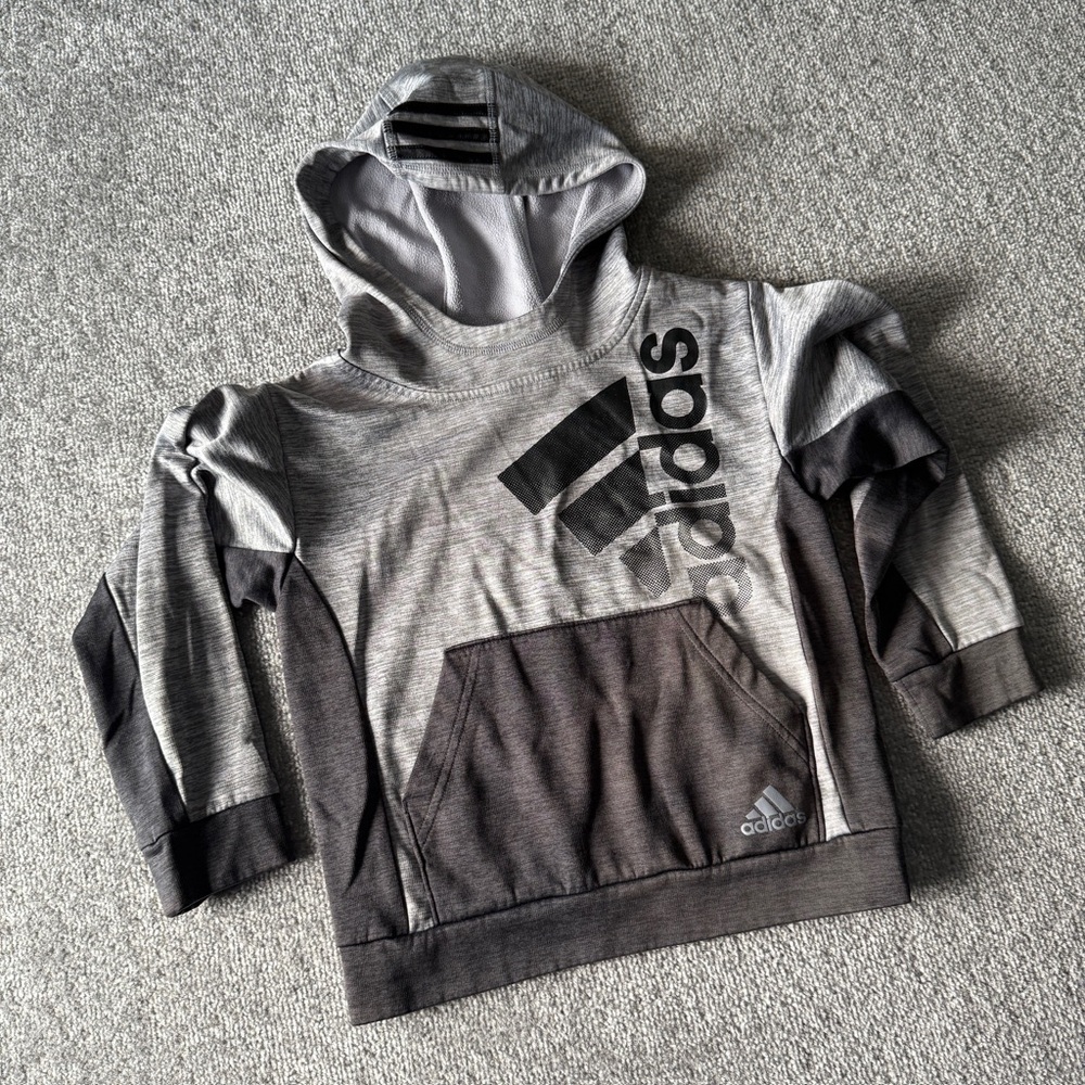 Adidas Kids Small/6 Gray Pullover Hoodie Sweatshirt